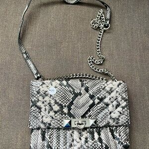 Aldo Black and Gray Snake Print Shoulder Bag